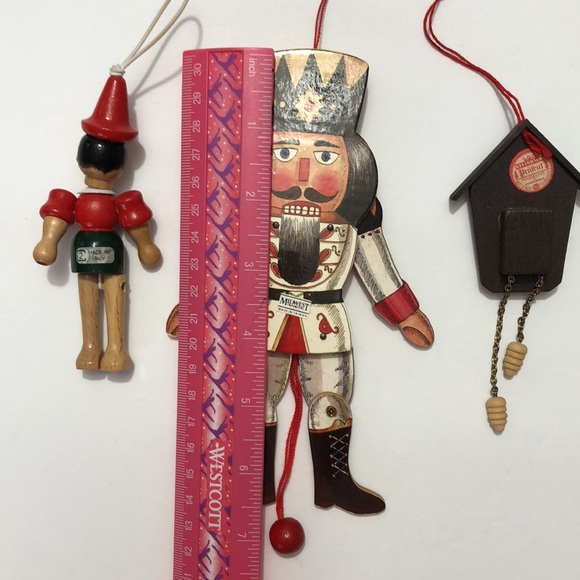 Bundle Vintage Wooden Ornaments-Italy Pinocchio Germany Clock And Nutcracker - Picture 14 of 14